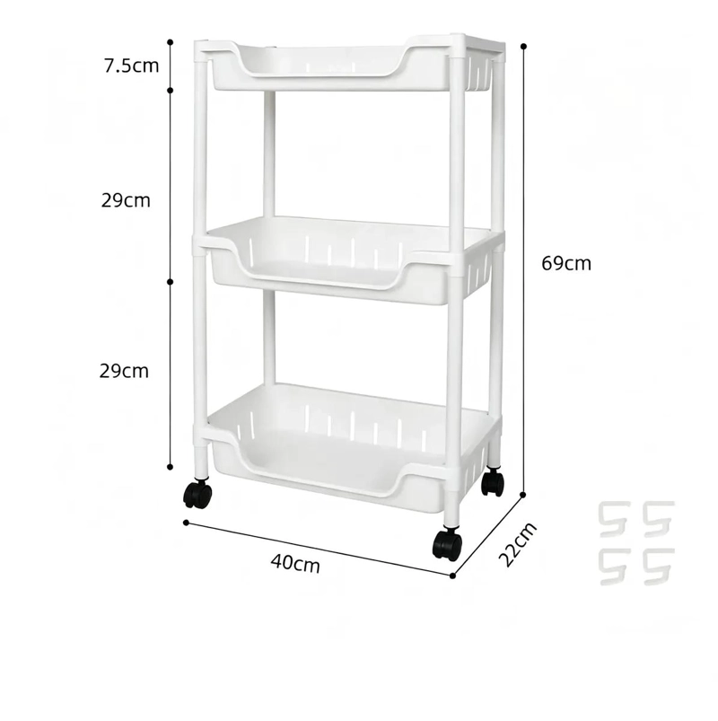 CARRO MOVIL DE 3 ESTANTES PARA ALMACENAJE EN COCINA Y BAÑO - 2