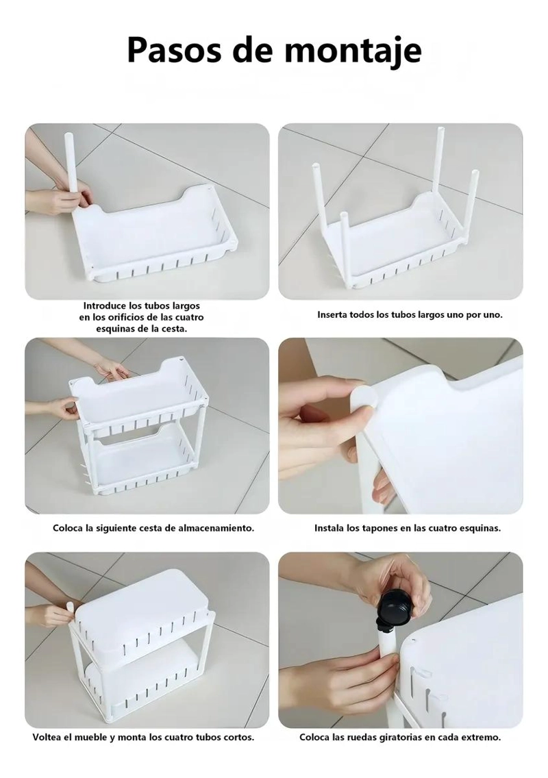CARRO MOVIL DE 3 ESTANTES PARA ALMACENAJE EN COCINA Y BAÑO - 3