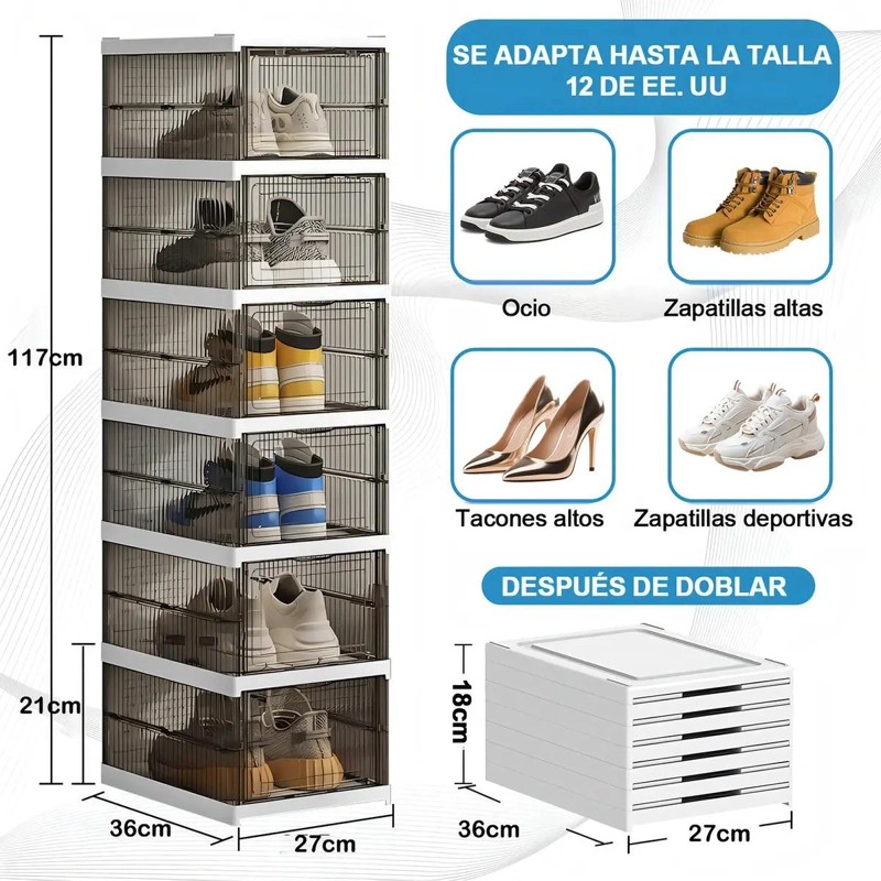 ZAPATERO ORGANIZADOR DE 6 NIVELES CON DISEÑO TRANSPARENTE - 6