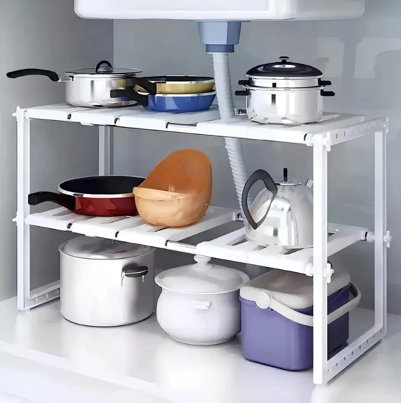 ORGANIZADOR DE COCINA EXPANDIBLE BLANCO AJUSTABLE PARA 15 KG - 4