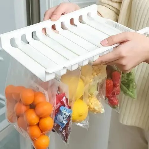 ORGANIZADOR DE BOLSAS PARA REFRIGERADOR CON COMPARTIMIENTOS Y RIELES - 5