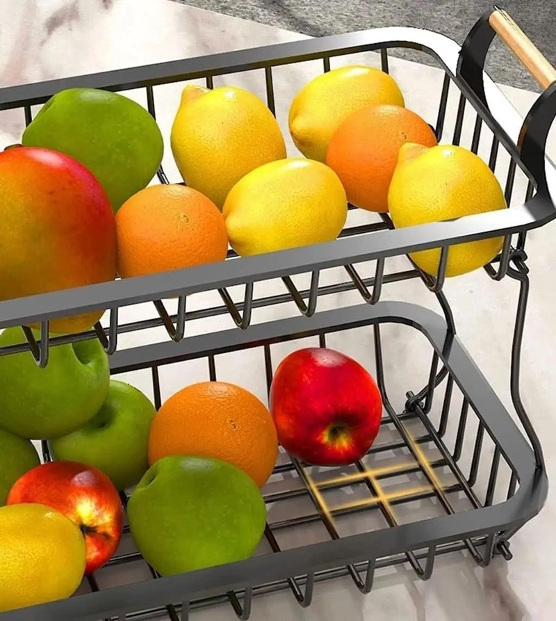 CESTA DE ALMACENAMIENTO DE FRUTAS Y VERDURAS DE 2 NIVELES - 2