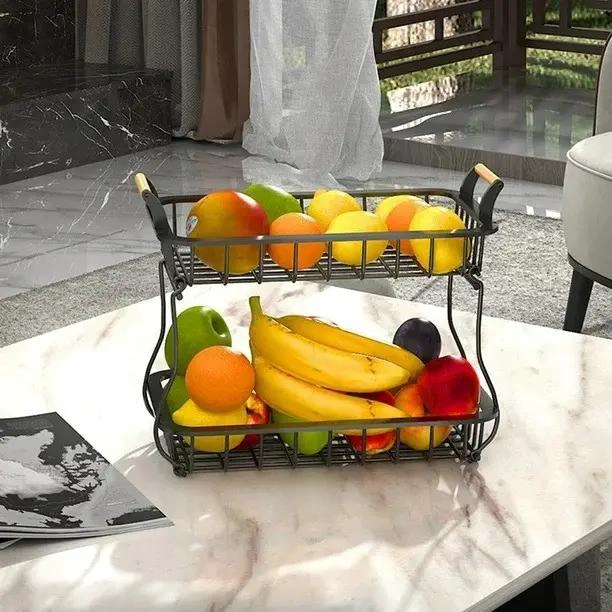 CESTA DE ALMACENAMIENTO DE FRUTAS Y VERDURAS DE 2 NIVELES - 4