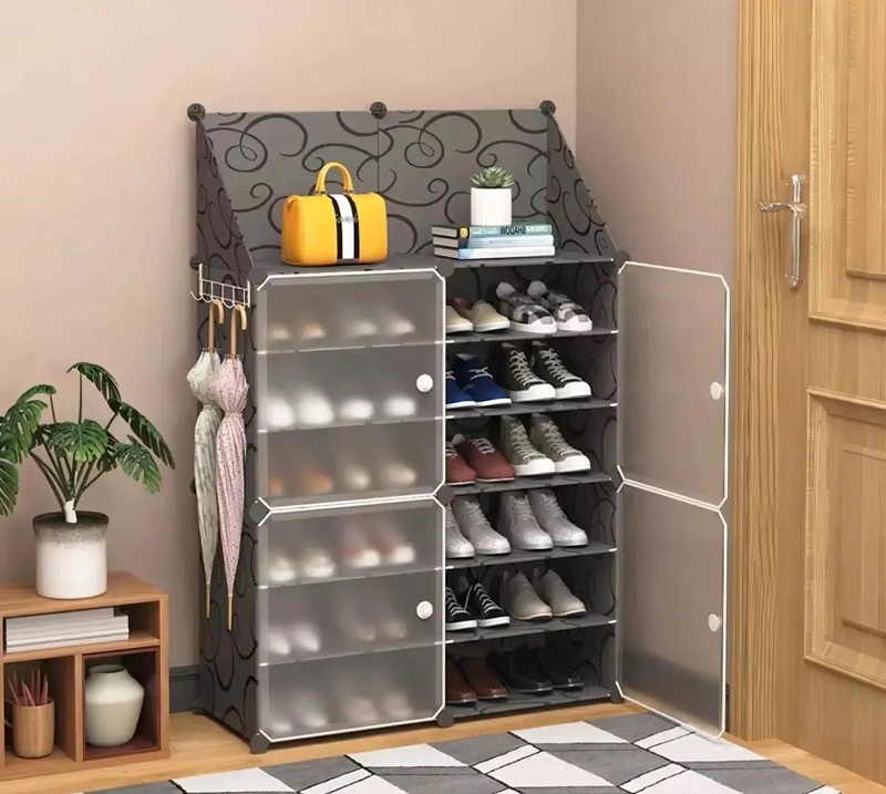 ZAPATERO NEGRO CON 4 CAJONES Y ESTANTE DE 1.24M - 3