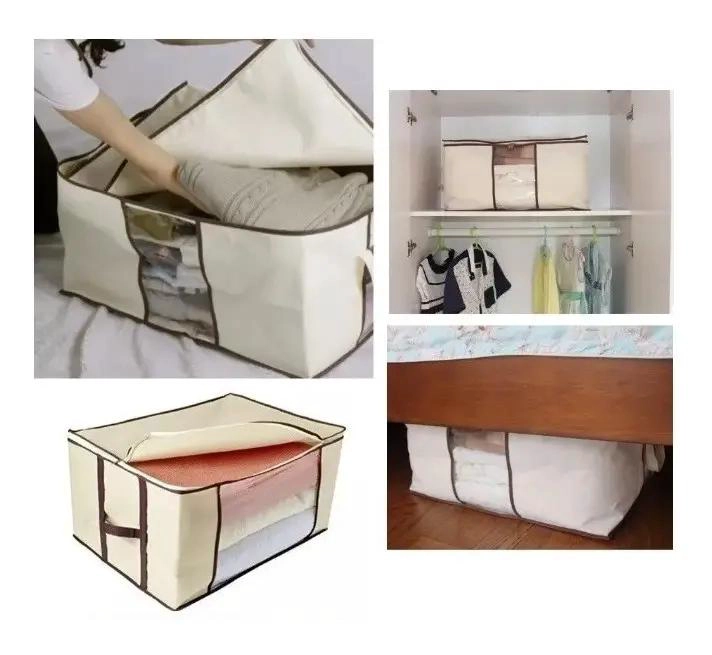 CAJA ORGANIZADORA DE TELA PARA ROPA Y MANTAS 80X45X15 CM - 3