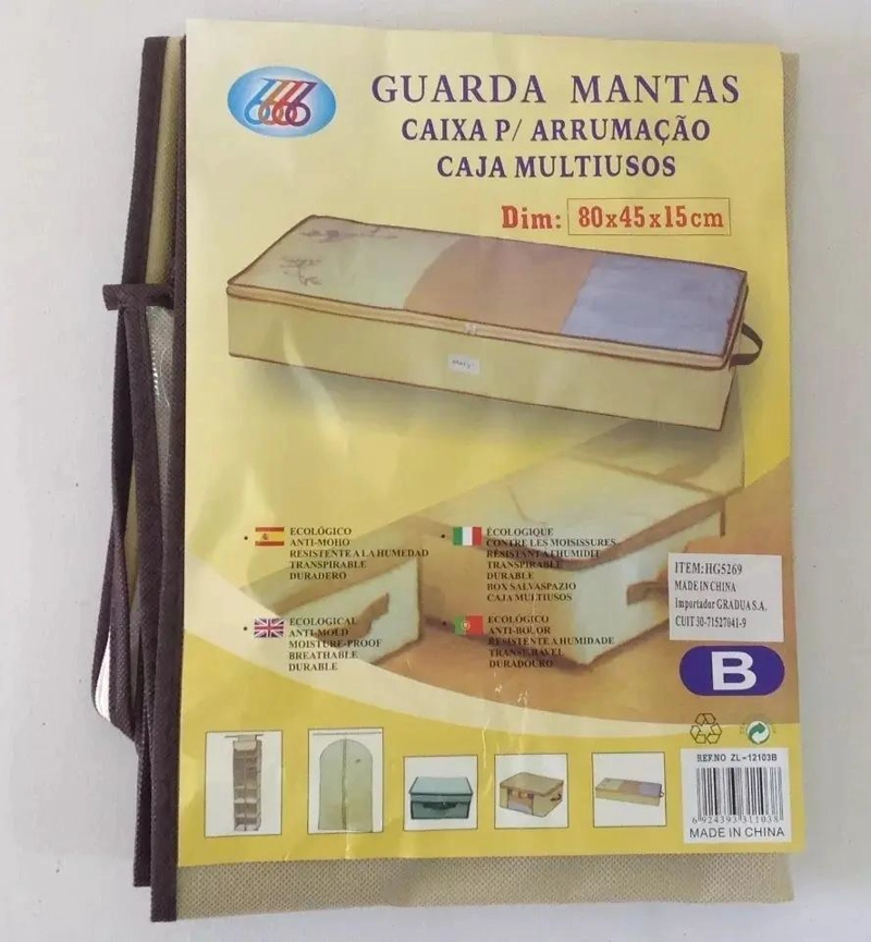 CAJA ORGANIZADORA DE TELA PARA ROPA Y MANTAS 80X45X15 CM - 4