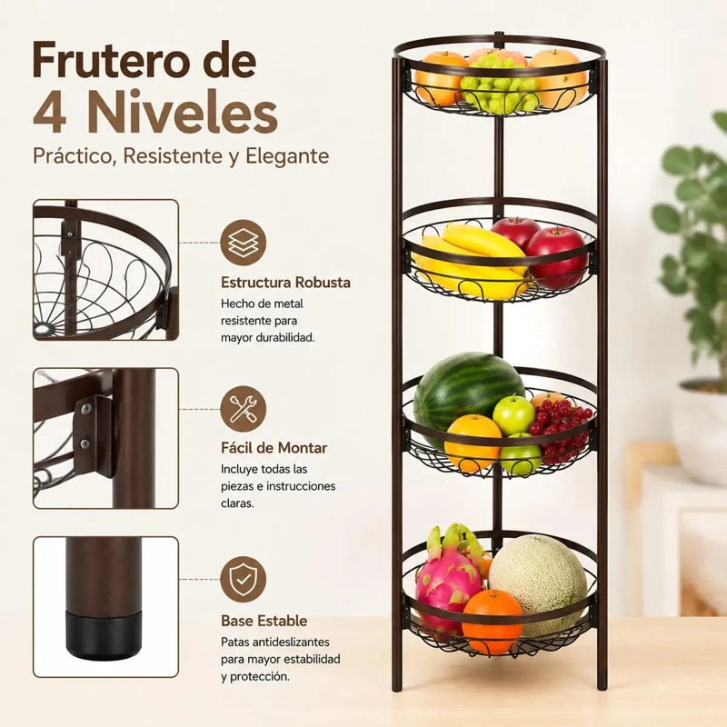 ORGANIZADOR MULTIUSOS PARA FRUTAS Y VERDURAS DE 4 NIVELES - 2