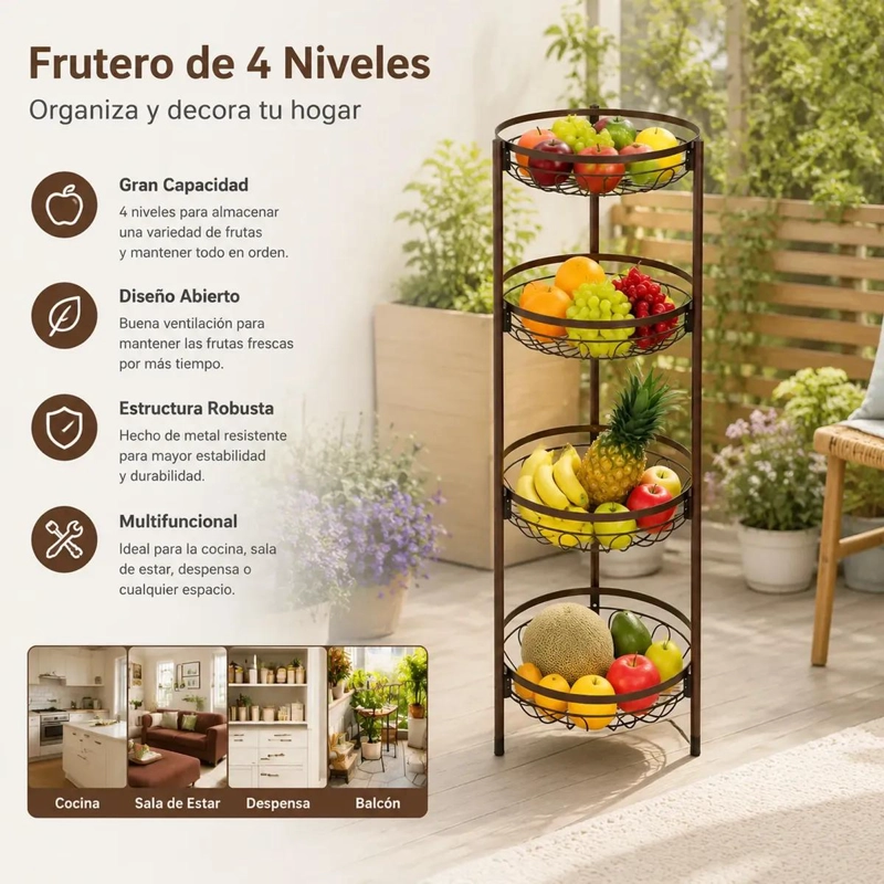 ORGANIZADOR MULTIUSOS PARA FRUTAS Y VERDURAS DE 4 NIVELES - 4