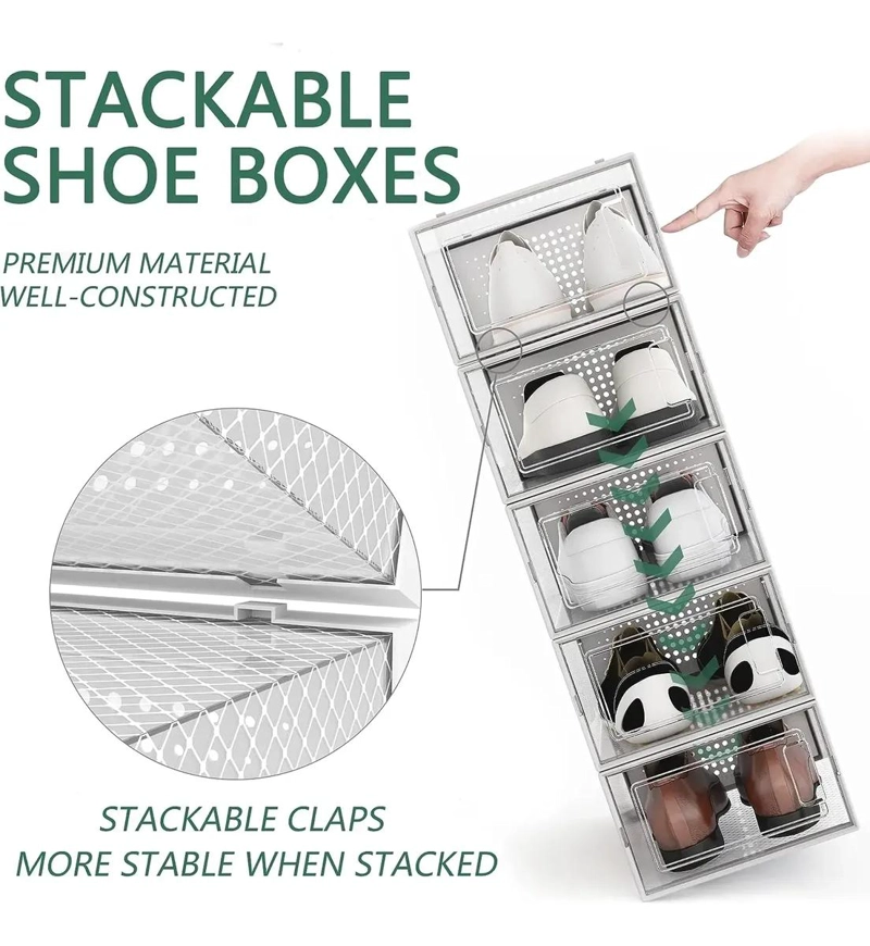 SET DE 4 CAJAS ORGANIZADORAS APILABLES PARA CALZADO - 5