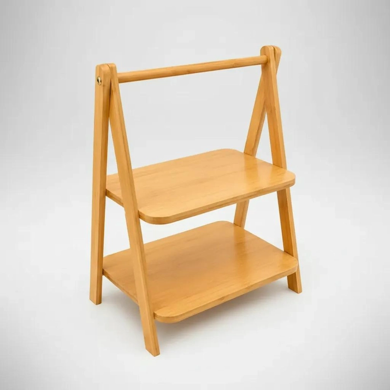 REPISA ORGANIZADOR DE BAMBU DE 2 NIVELES CON ASA PRACTICA - 6