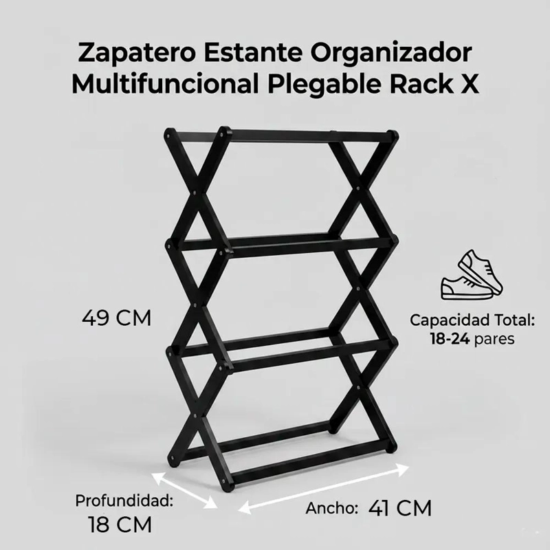 ORGANIZADOR DE ZAPATOS PLEGABLE DE ACERO CON DISEÑO MODERNO - 2