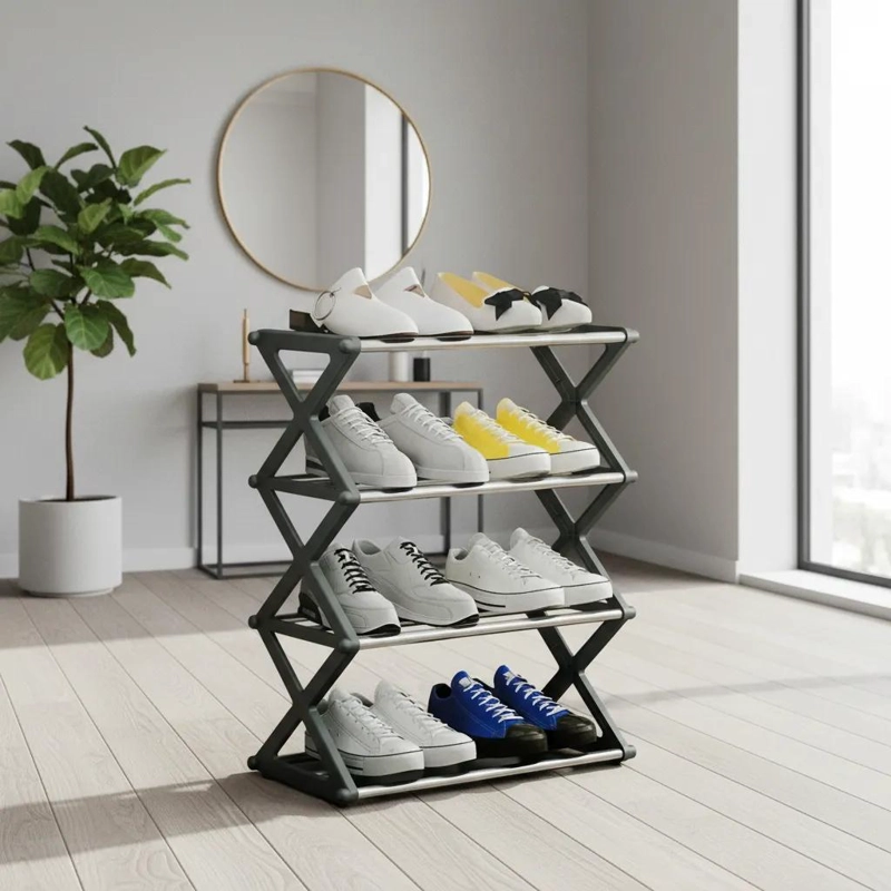 ORGANIZADOR DE ZAPATOS PLEGABLE DE ACERO CON DISEÑO MODERNO - 4