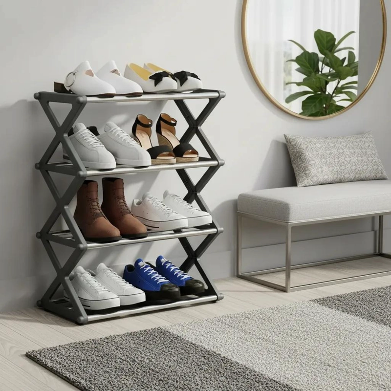 ORGANIZADOR DE ZAPATOS PLEGABLE DE ACERO CON DISEÑO MODERNO - 6