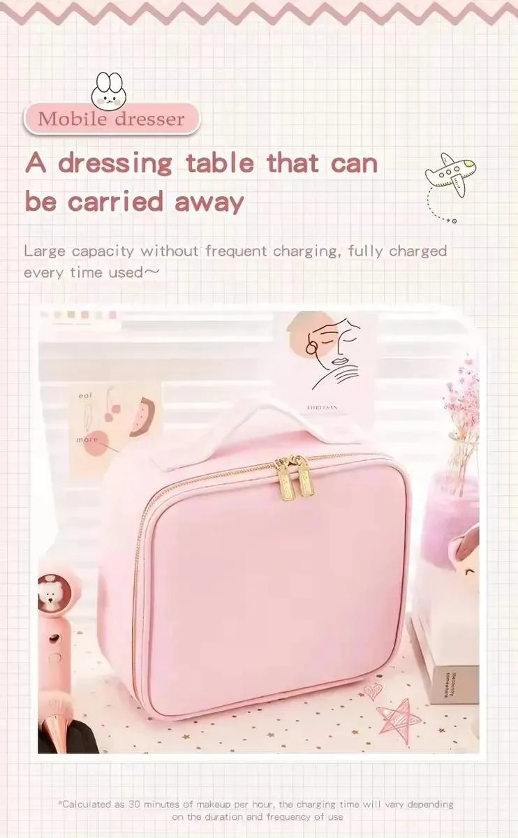 ESTUCHE ORGANIZADOR DE MAQUILLAJE CON ESPEJO LED Y COMPARTIMENTOS - 2