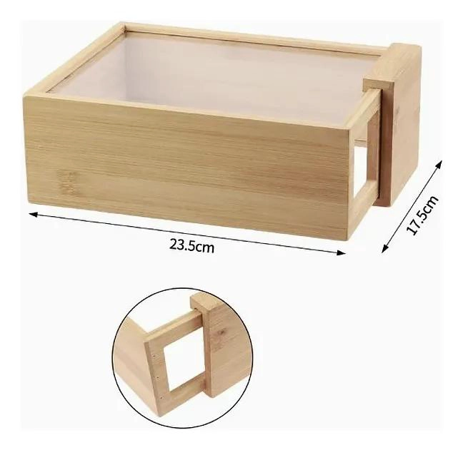 CAJA DE ALMACENAMIENTO DE BAMBU CON TAPA TRANSPARENTE 23,5X17,5CM - 3
