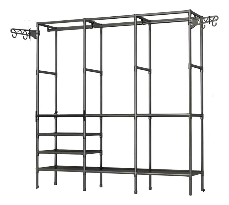 CLOSET ORGANIZADOR MULTIFUNCIONAL CON ZAPATERO Y PERCHERO NEGRO - 6
