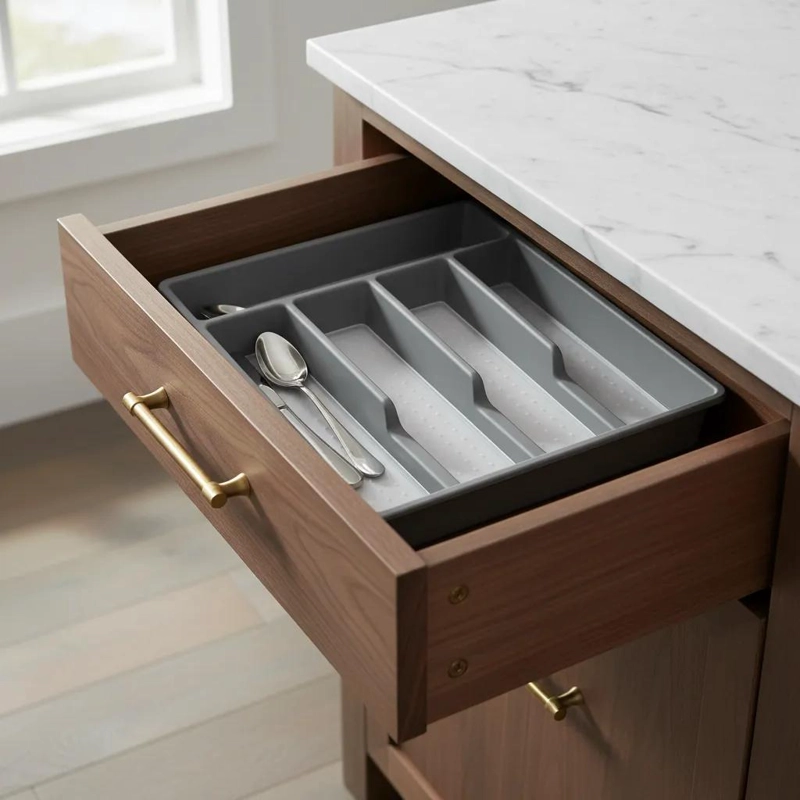 ORGANIZADOR DE CUBIERTOS Y UTENSILIOS DE COCINA CON 5 COMPARTIMENTOS - 2