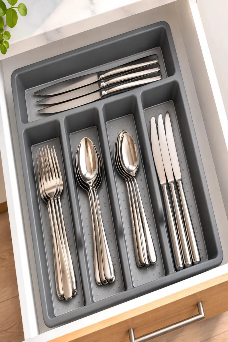 ORGANIZADOR DE CUBIERTOS Y UTENSILIOS DE COCINA CON 5 COMPARTIMENTOS - 5