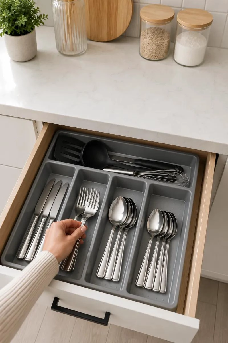 ORGANIZADOR DE CUBIERTOS Y UTENSILIOS DE COCINA CON 5 COMPARTIMENTOS - 6