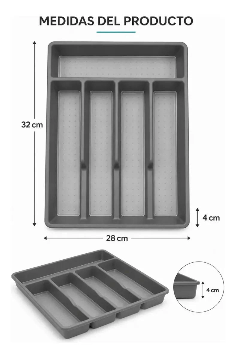 ORGANIZADOR DE CUBIERTOS Y UTENSILIOS DE COCINA CON 5 COMPARTIMENTOS - 8