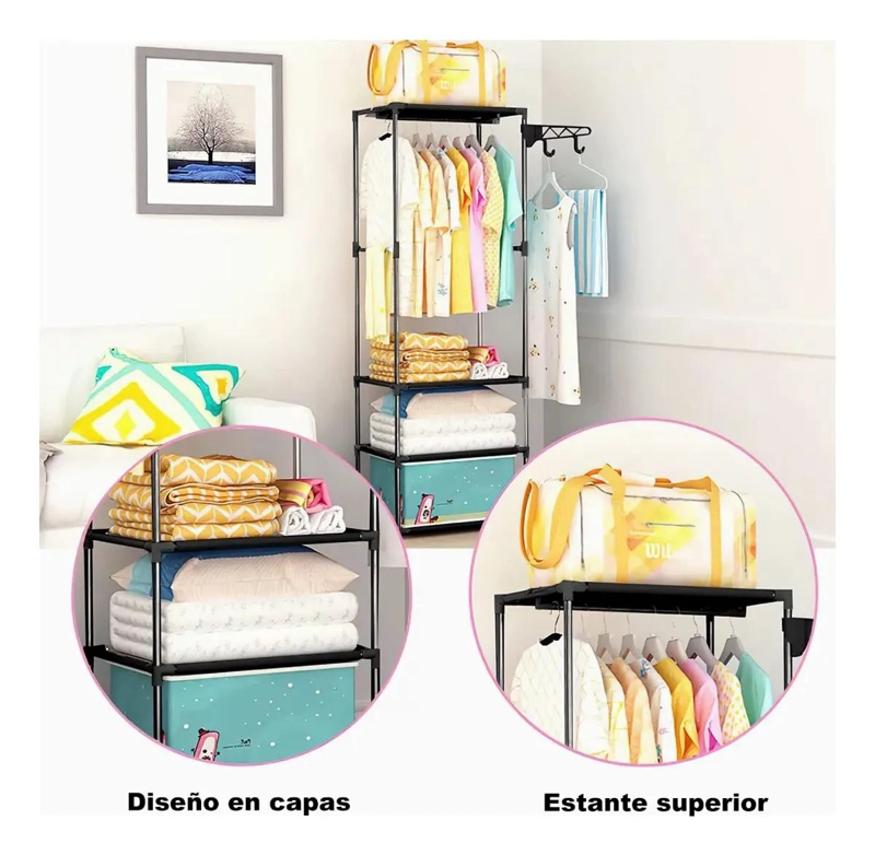 PERCHERO MULTIFUNCIONAL CON ORGANIZADOR DE ZAPATOS 3 NIVELES - 3
