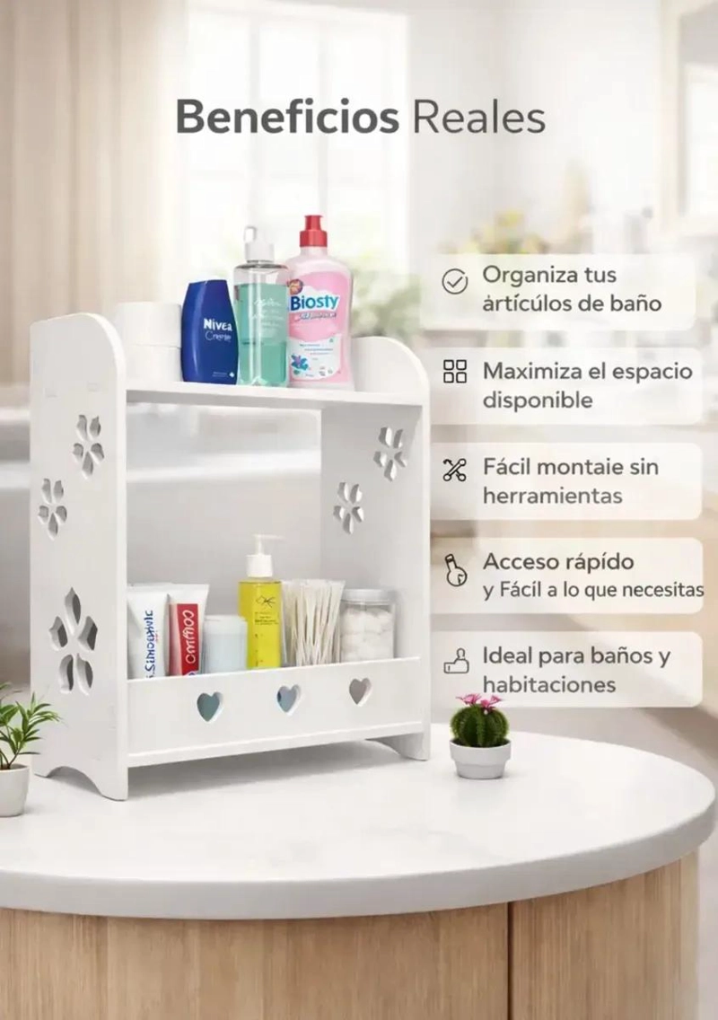 ESTANTE ORGANIZADOR MULTIFUNCIONAL PARA BAÑO CON DOS NIVELES - 3