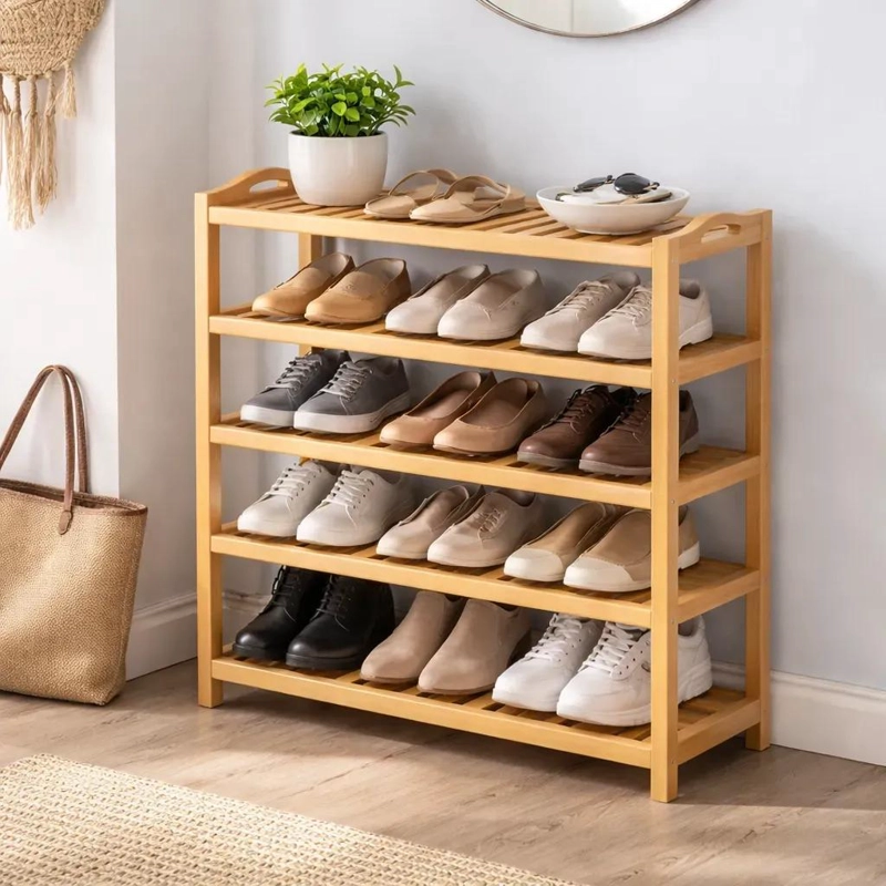 ORGANIZADOR DE ZAPATOS DE BAMBU CON 5 NIVELES PARA CALZADO - 1