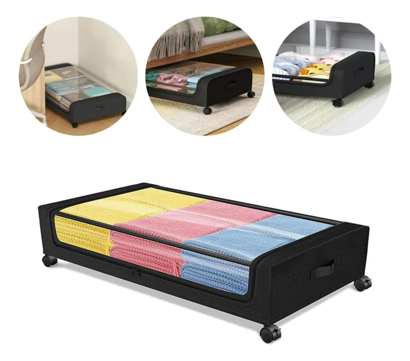 CAJAS ORGANIZADORAS BAJO CAMA CON RUEDAS Y TAPA TRANSPARENTE - 1