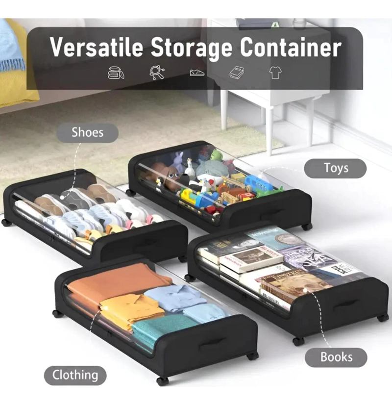 CAJAS ORGANIZADORAS BAJO CAMA CON RUEDAS Y TAPA TRANSPARENTE - 3
