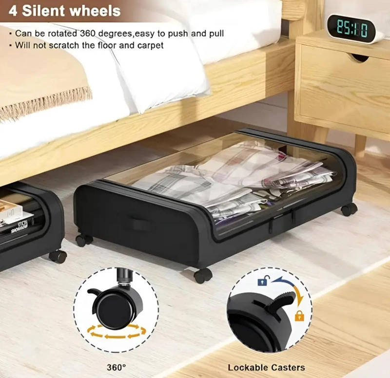 CAJAS ORGANIZADORAS BAJO CAMA CON RUEDAS Y TAPA TRANSPARENTE - 6