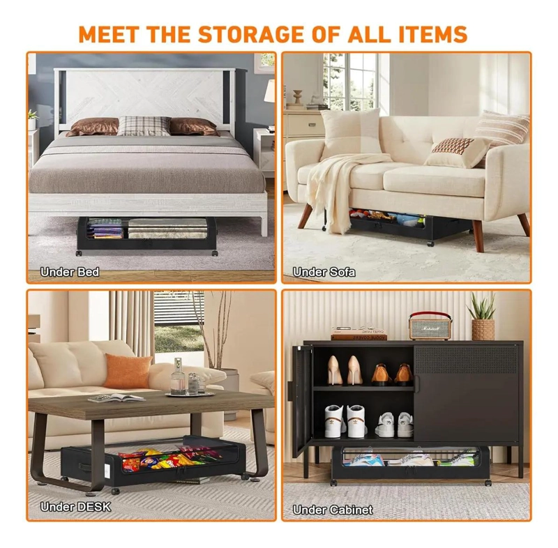 CAJAS ORGANIZADORAS BAJO CAMA CON RUEDAS Y TAPA TRANSPARENTE - 9
