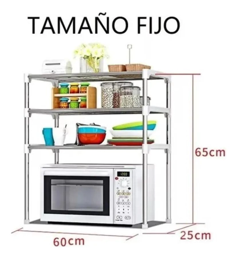 ESTANTE ORGANIZADOR MULTIUSO DE COCINA PARA MICROONDAS DE 3 NIVELES - 3