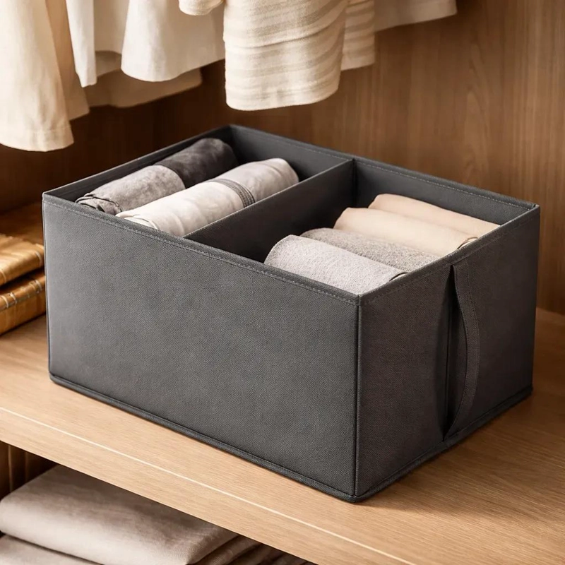 CAJA ORGANIZADORA PLEGABLE DE TELA TNT CON 2 DIVISORES - 2