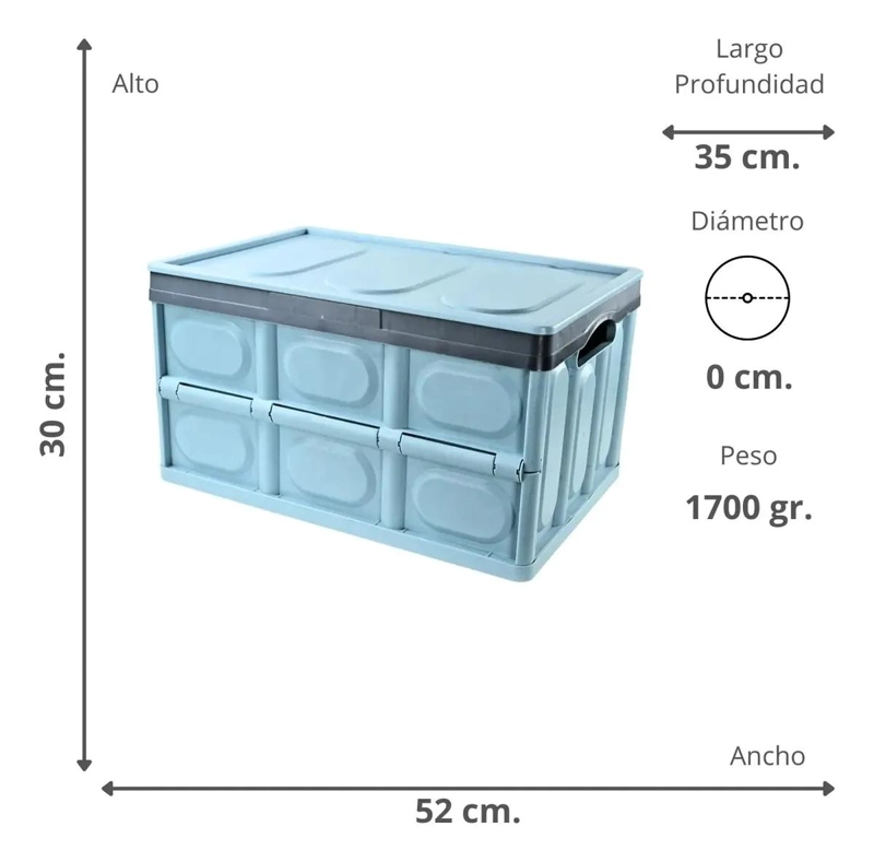 CAJA ORGANIZADORA PLEGABLE MULTIUSO 30 LITROS COLOR AZUL - 3
