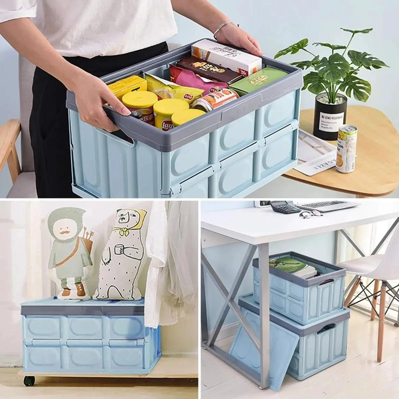 CAJA ORGANIZADORA PLEGABLE MULTIUSO 30 LITROS COLOR AZUL - 5