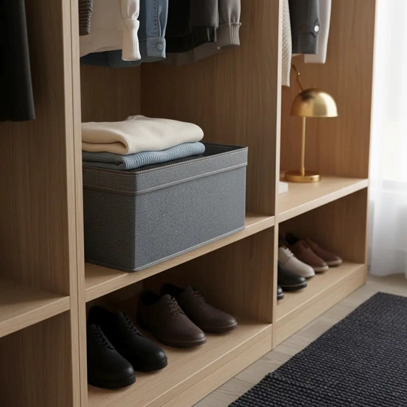 CAJA ORGANIZADORA PLEGABLE PARA CLOSET EN COLOR GRIS - 1