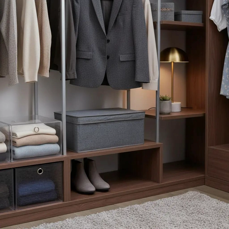 CAJA ORGANIZADORA PLEGABLE PARA CLOSET EN COLOR GRIS - 2