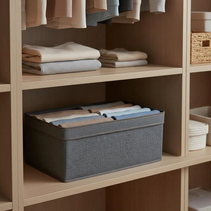 CAJA ORGANIZADORA PLEGABLE PARA CLOSET EN COLOR GRIS - 8