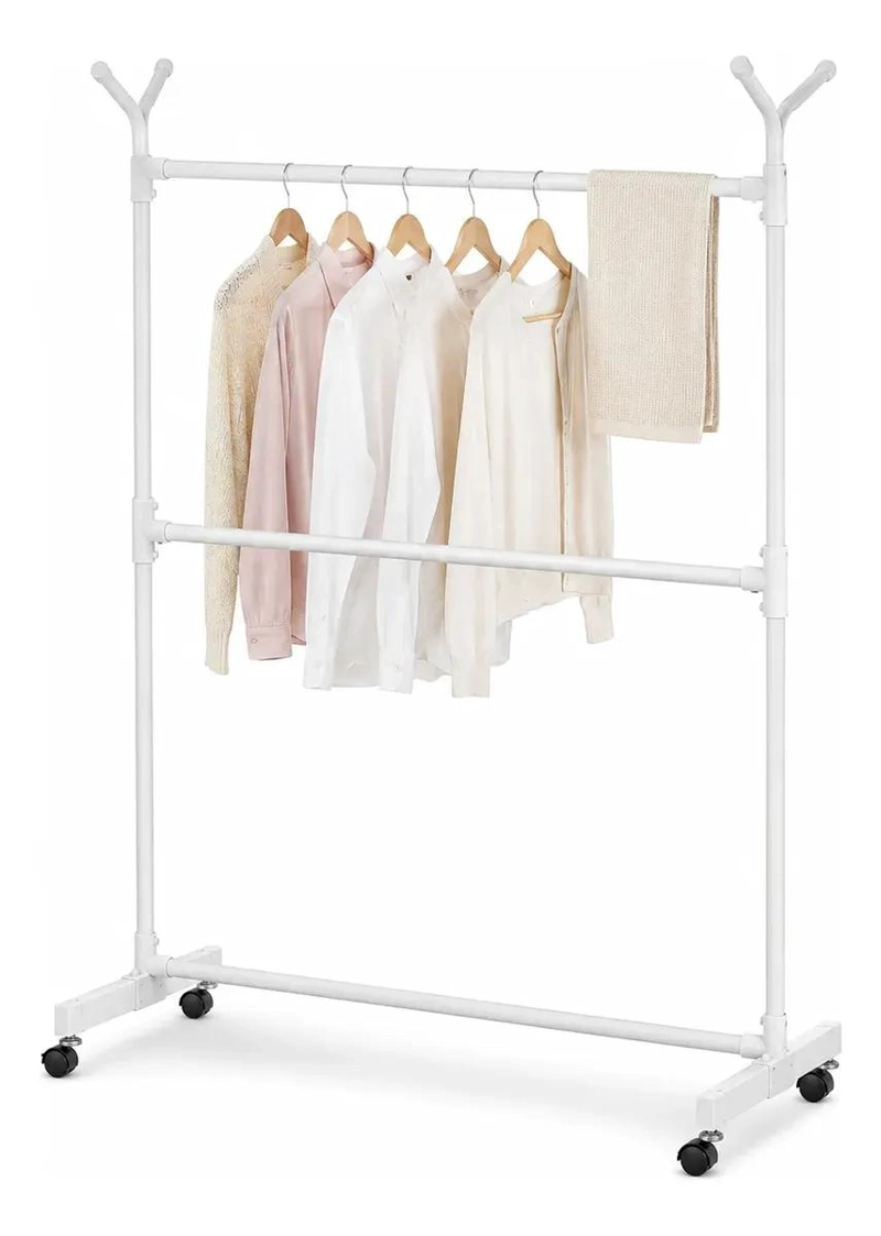 PERCHERO MOVIL BLANCO CON RUEDAS IDEAL PARA ORGANIZAR ESPACIOS - 1