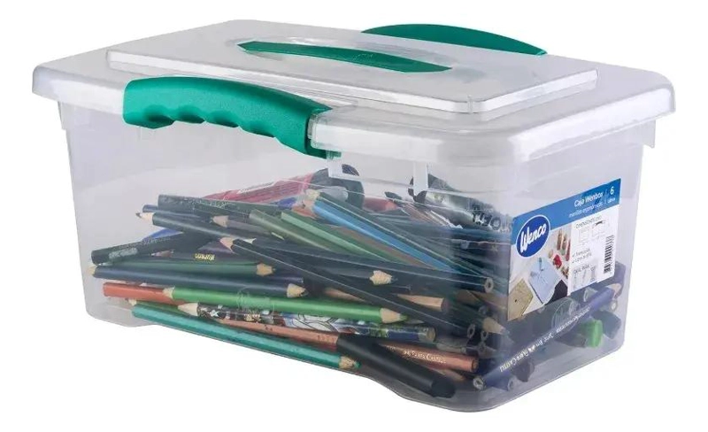 CAJA ORGANIZADORA PLASTICA 6 LITROS CON TAPA TRANSPARENTE - 7