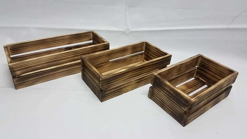 SET DE 3 CAJAS ORGANIZADORAS DE MADERA RUSTICA PARA HOGAR - 3