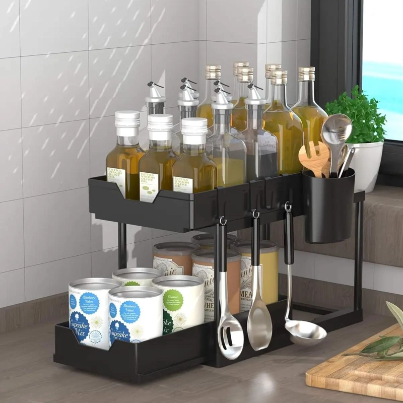 ORGANIZADOR DE COCINA ESTANTE DE ALMACENAMIENTO DOBLE CAPA - 10