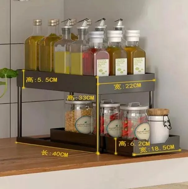 ORGANIZADOR DE COCINA ESTANTE DE ALMACENAMIENTO DOBLE CAPA - 3