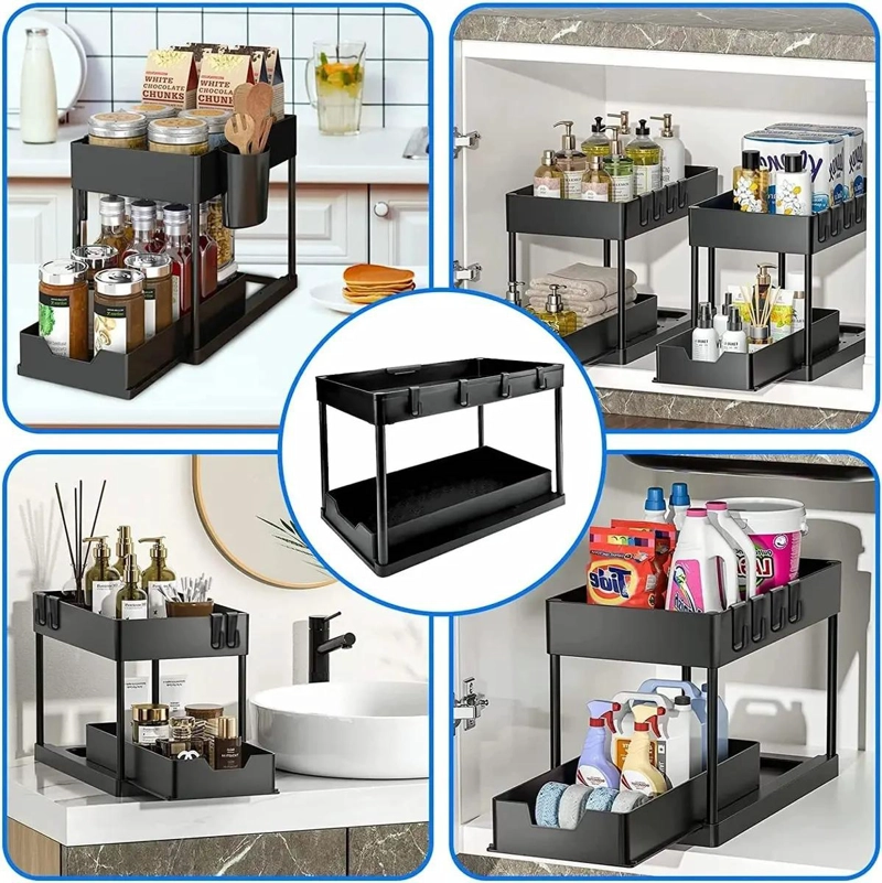 ORGANIZADOR DE COCINA ESTANTE DE ALMACENAMIENTO DOBLE CAPA - 4