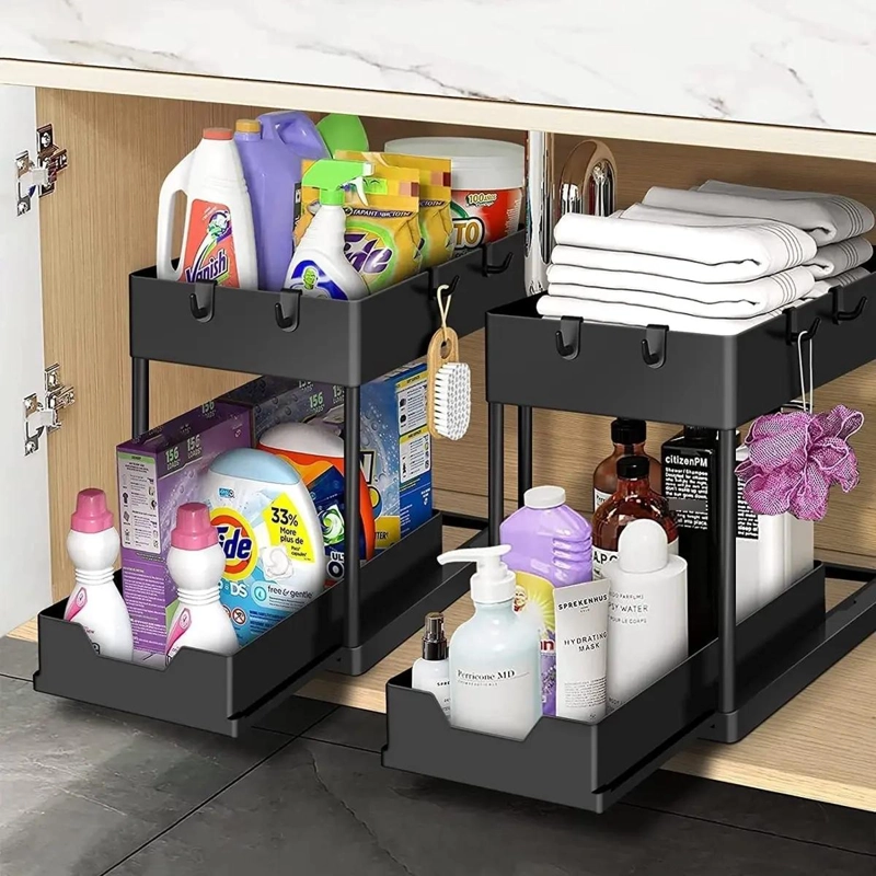ORGANIZADOR DE COCINA ESTANTE DE ALMACENAMIENTO DOBLE CAPA - 9
