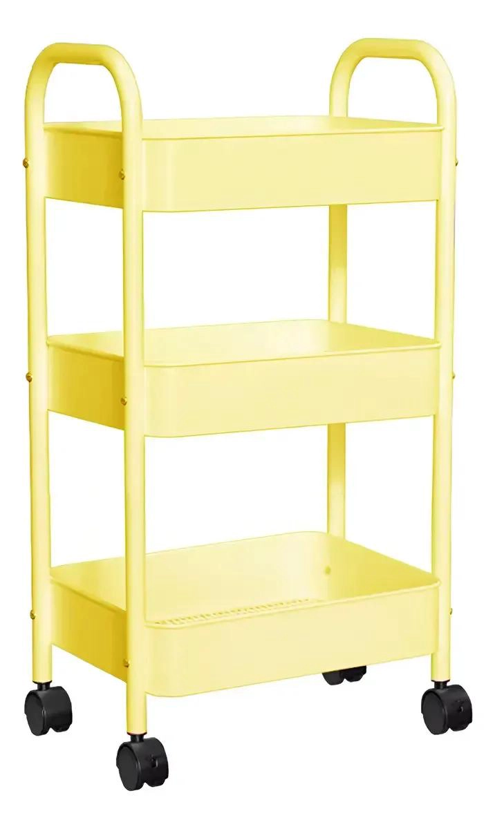CARRITO DE ALMACENAMIENTO TROLLEY DE 3 NIVELES AMARILLO - 1