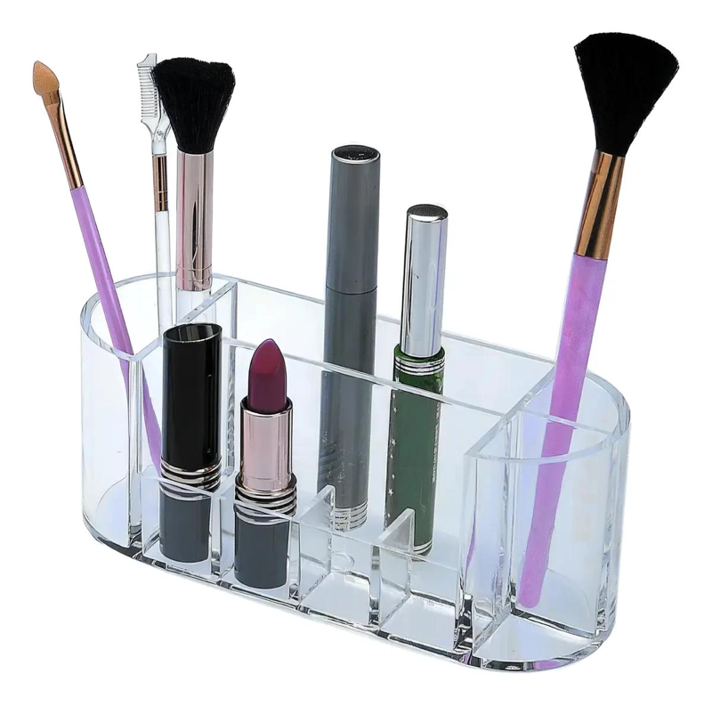 ORGANIZADOR ACRILICO PARA MAQUILLAJE Y LABIALES CON 8 COMPARTIMIENTOS - 1