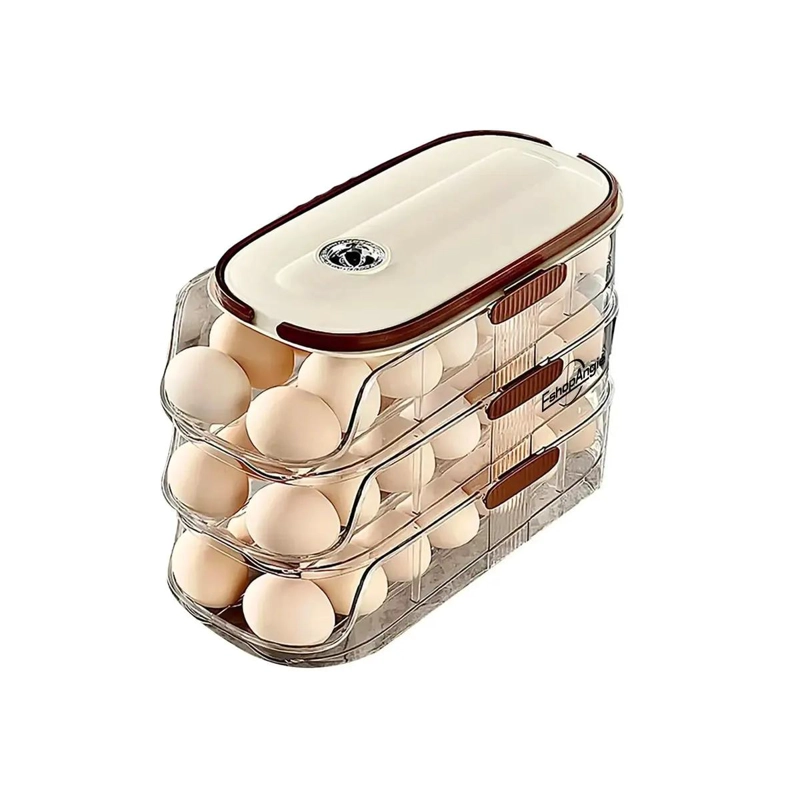 ORGANIZADOR DE HUEVOS AUTOMATICO 3 NIVELES PARA REFRIGERADOR - 1