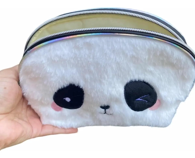 ESTUCHE COSMETIQUERO FELPA DISEÑO OSO PANDA KAWAII - 3