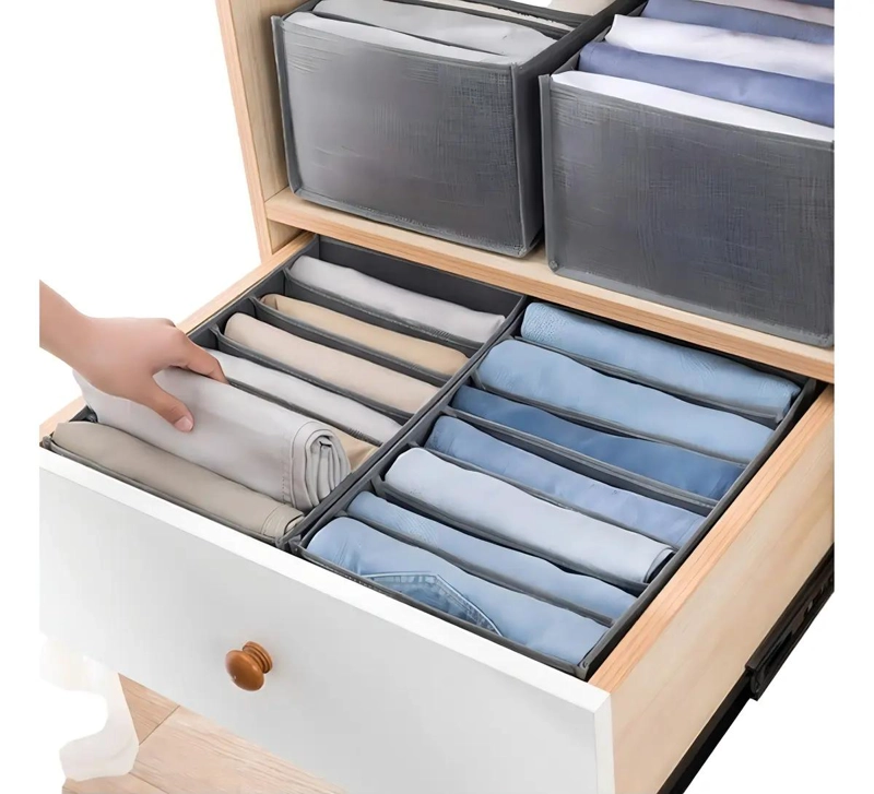 ORGANIZADOR DE ROPA PLEGABLE PARA CAJON 6 PIEZAS GRIS - 4